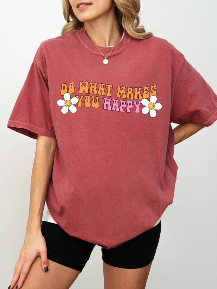 T-shirt graphique do what makes you happy pour femme pour la vente par Seven hearts shop