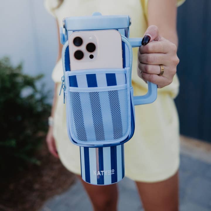 Bolsas para vasos con rayas azul claro y azul marino para venta al por mayor de Katydid