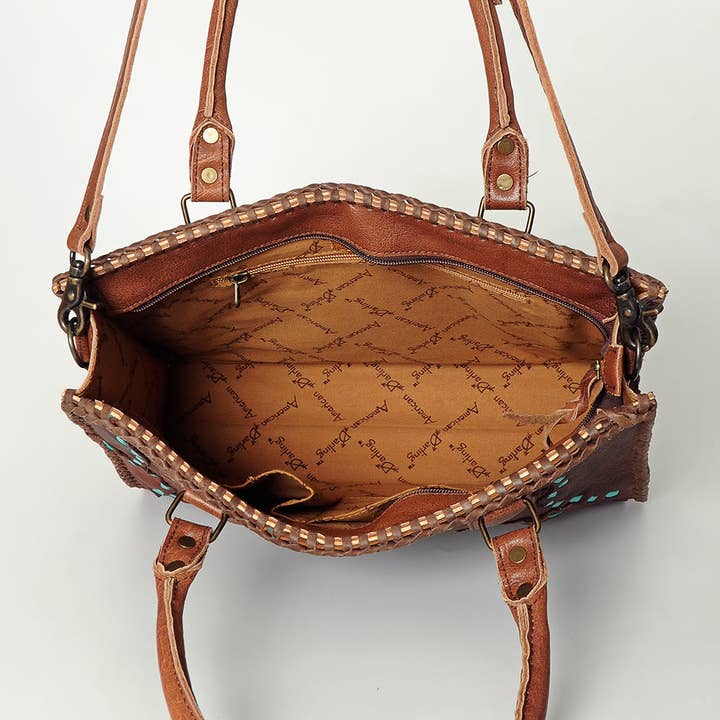 LS Western - Wholesale Tote Bag - Women's - LC-ADBG615 Rustic Patchwork Full Grain Leather Western Tote Bag American Darling8