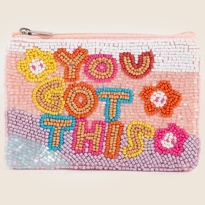 Floral You Got This Seed Beaded Coin Purse for wholesale by Anarchy Street