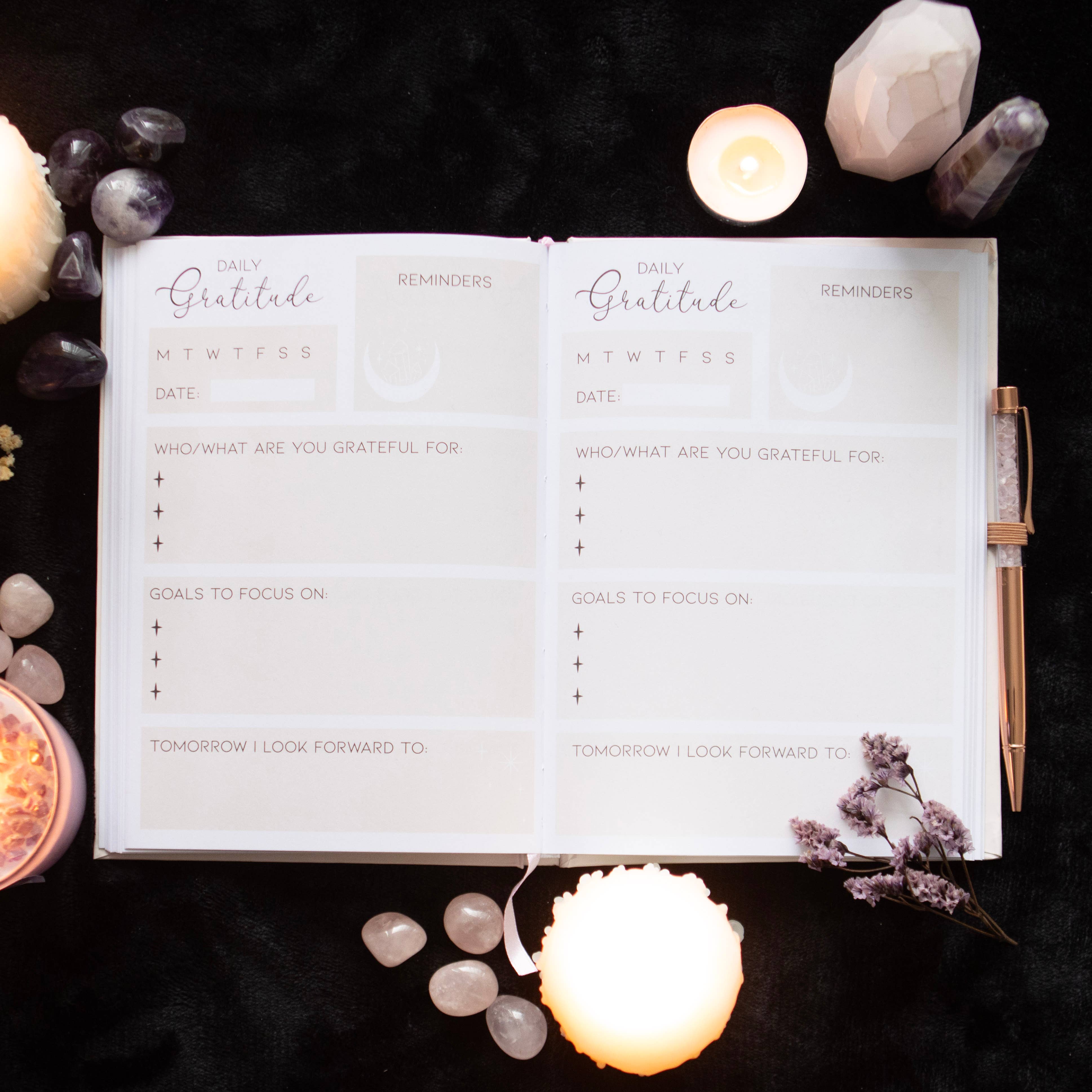 Something Different Wholesale - Vente Journal intime - Carnet de notes de gratitude avec stylo à quartz rose5