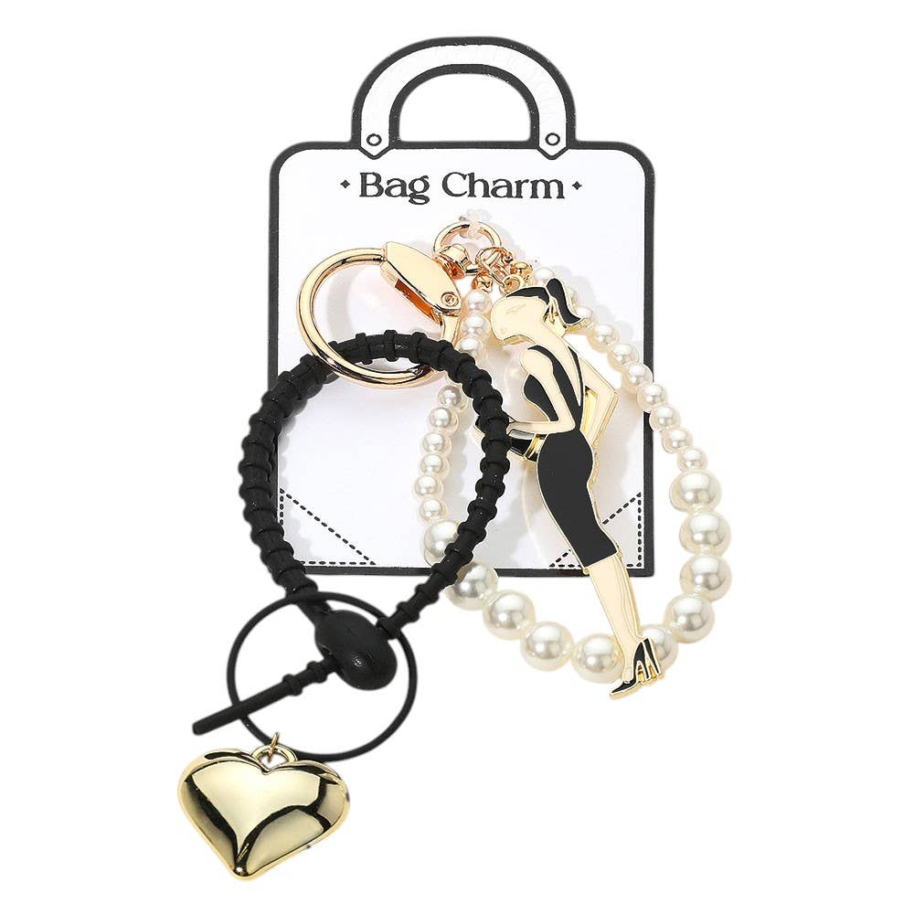 Sensibling Corp. – wholesale Handväske- och väskaccessoar – Dam – HEMLIG LÅDA_Emaljerad Dam Metallhjärta Berlock Pärlbeströdd Armband Väska Berlock / Nyckelring2