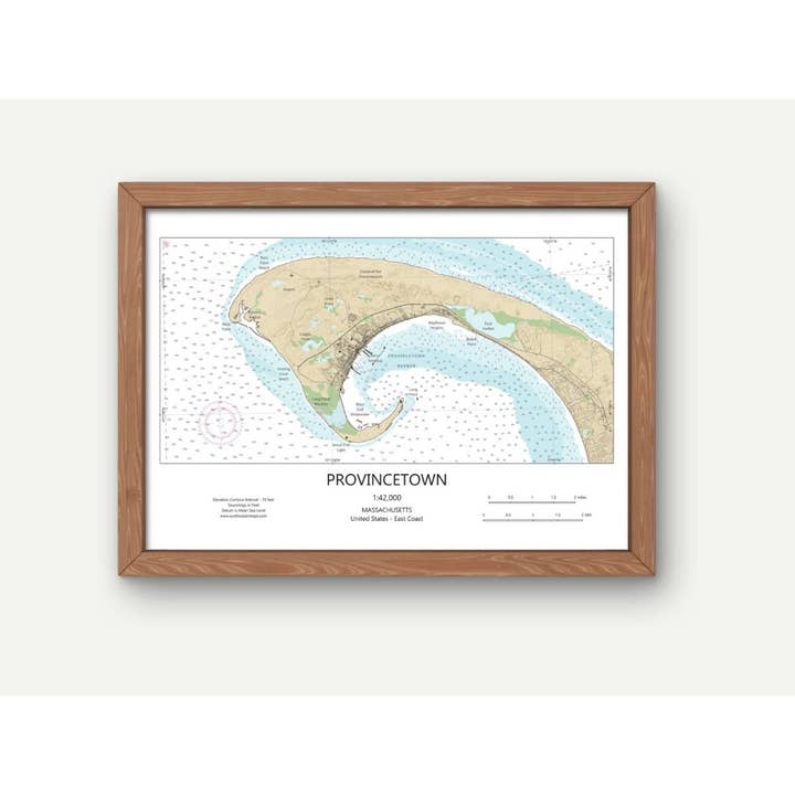 Provincetown Cape Cod Mass Map Art Print CHART Style for wholesale by Scott Lussier Maps
