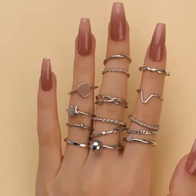 Silver | Ring Bands | Fashion Boho Rings | Bulk Set of 25 for wholesale by Celestial Avenue
