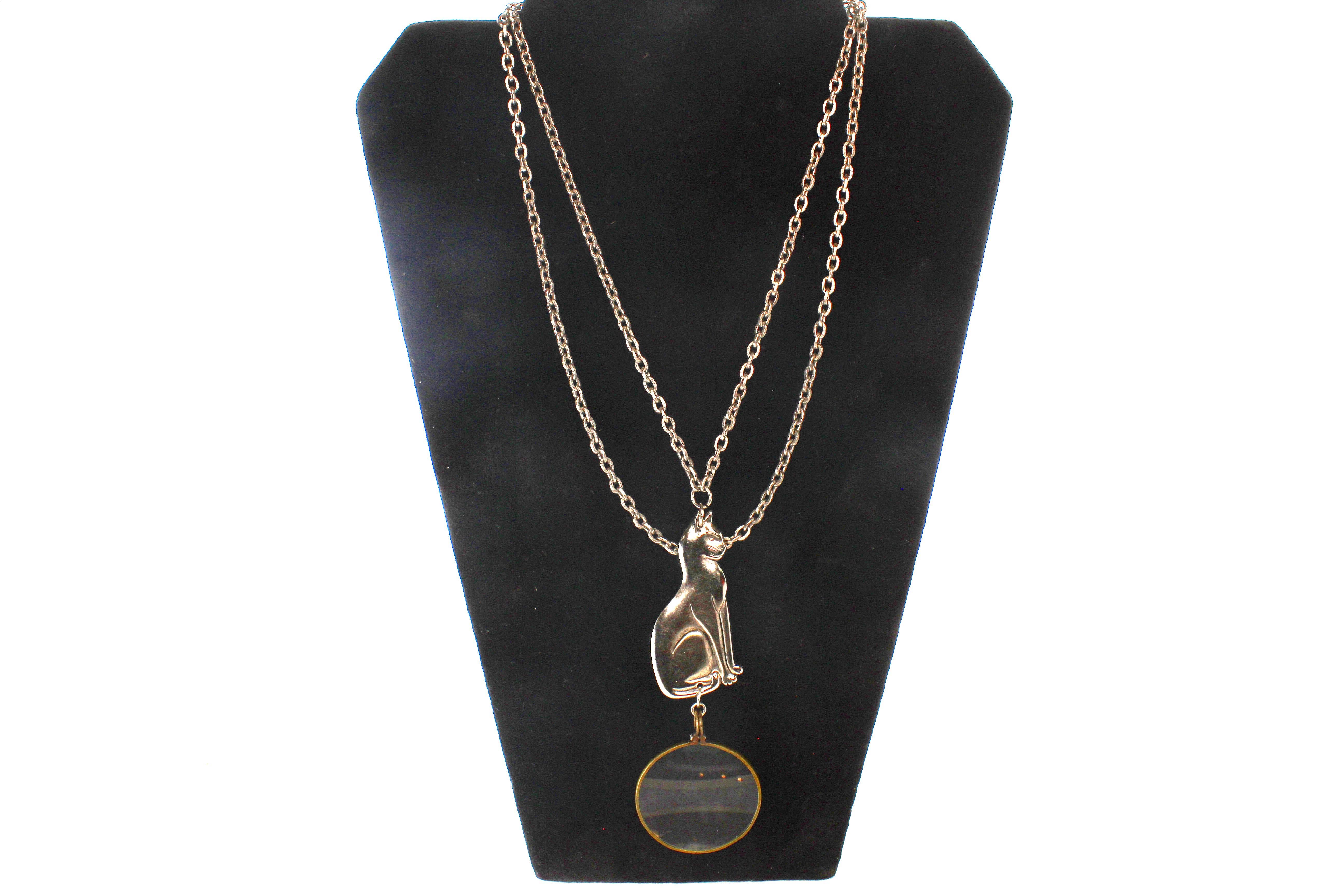HHH Designs - Wholesale Pendant/Charm Necklace - Cat Monocle, 36' chain, made in USA, each1