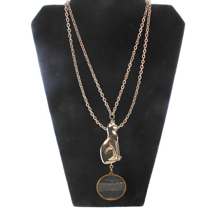 HHH Designs - Wholesale Pendant/Charm Necklace - Cat Monocle, 36' chain, made in USA, each1
