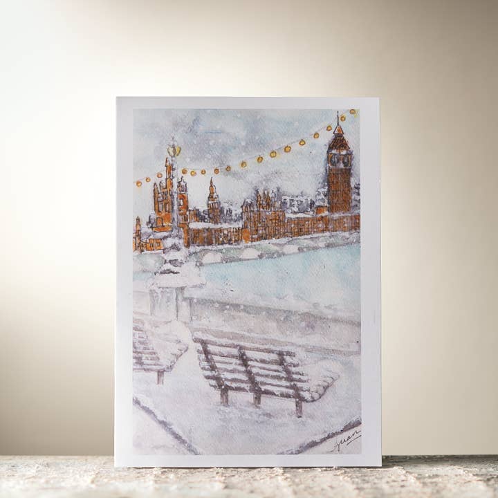 Houses of Parliament in Winter Card by Guan for wholesale by HomeLess Made