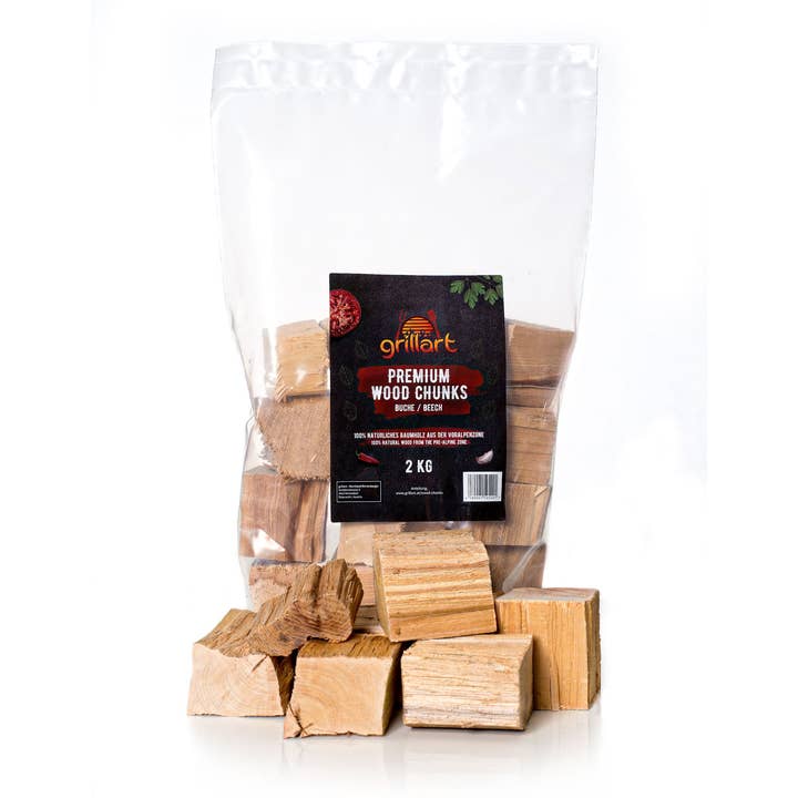 Premium wood chunks for a strong smoke aroma - beech 2kg for wholesale by grillart®