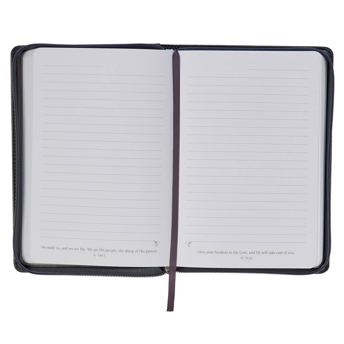 Christian Art Gifts - Wholesale Journal/Diary - Journal Classic Zip Gray Be Strong Joshua 1:93