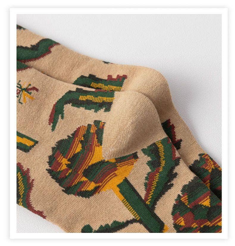 Tourtiwi - Vente Chaussettes – unisexe - Chaussettes vintage à plantes florales, chaussettes en coton, chaussettes longues11