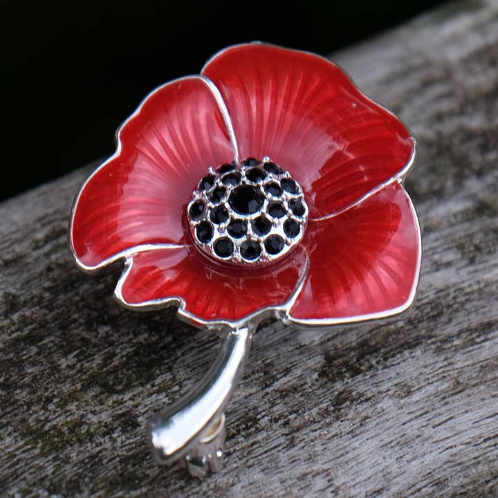 Broche Flor Amapola Roja para venta al por mayor de Alexander Thurlow & Co Ltd