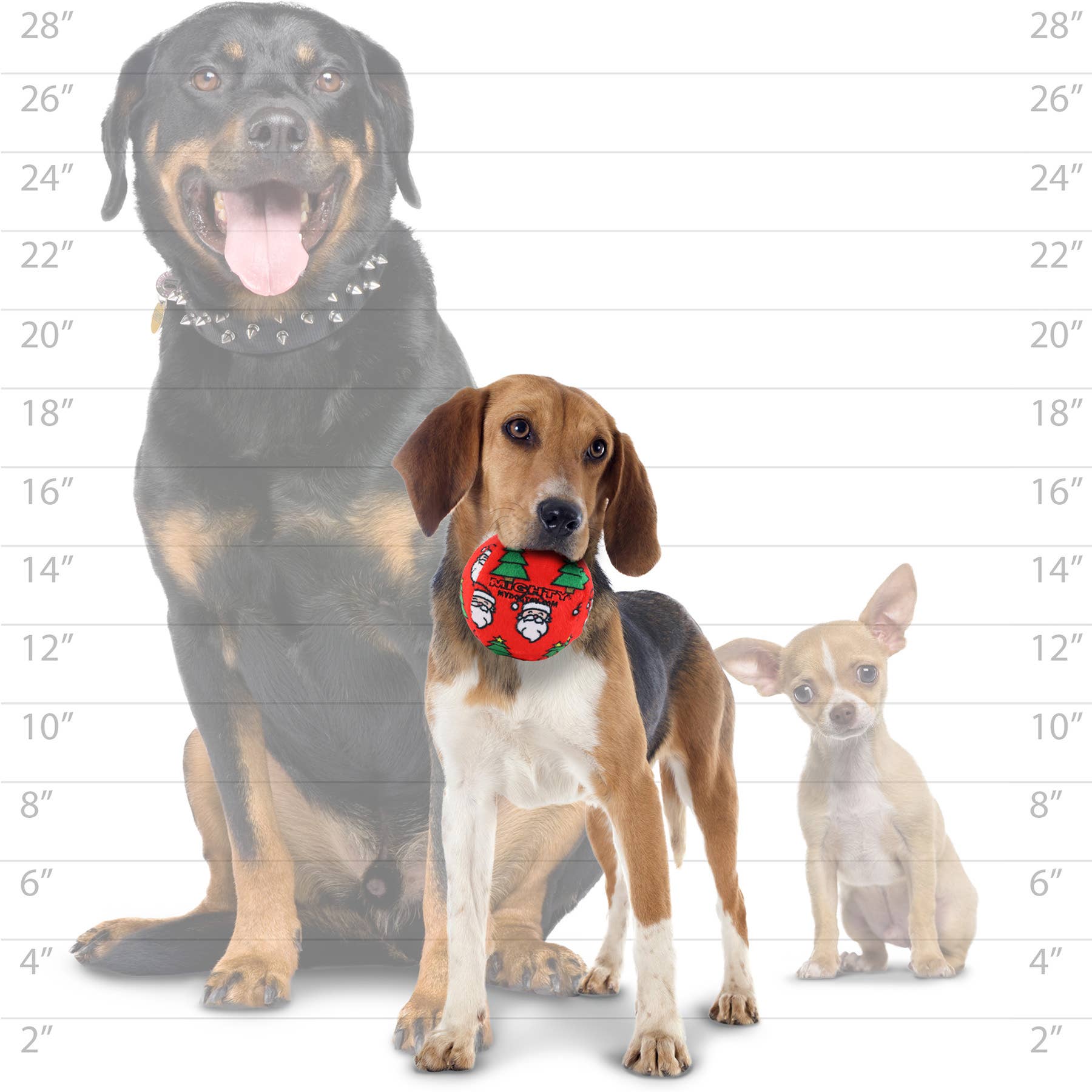 Tuffy Dog Toys - VIP Products - Wholesale Piepspeeltje - Hond - Mighty Bal-Medium Kerstmis Piepend Hondenspeelgoed, Geen Vulling2