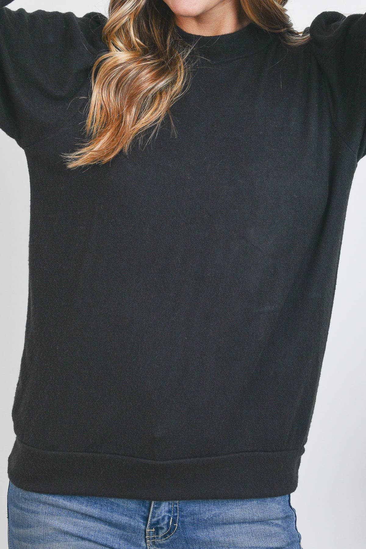 You & Me - Vente Haut en maille – femme - VENTE ! ! ! PPT21143 - HAUT À MANCHES BOUFFANTES À COL ROND - ANTHRACITE66