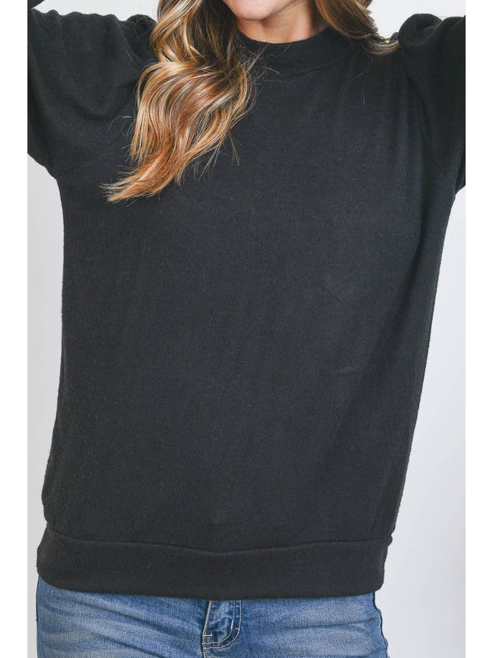 You & Me - Vente Haut en maille – femme - VENTE ! ! ! PPT21143 - HAUT À MANCHES BOUFFANTES À COL ROND - ANTHRACITE66