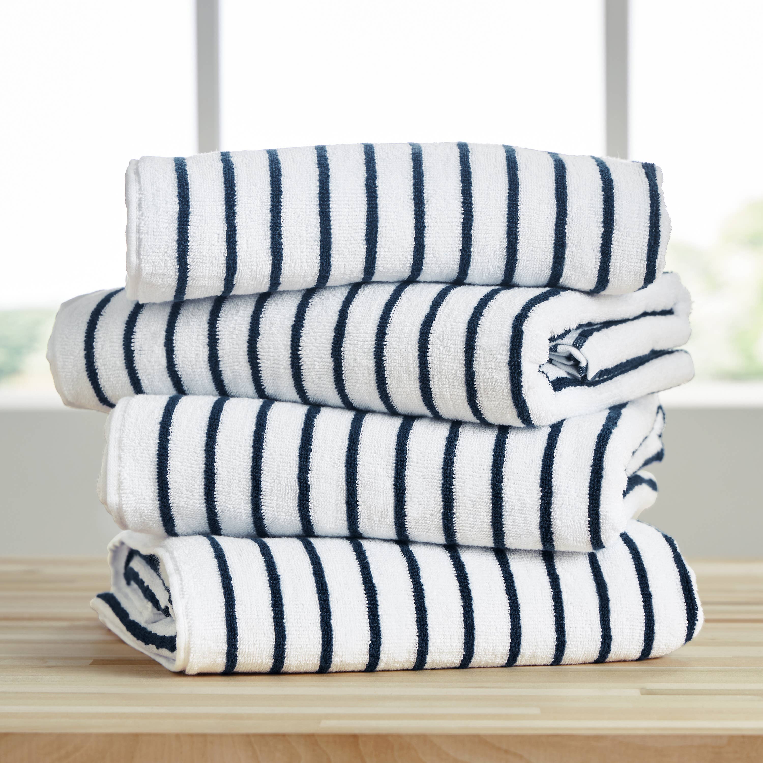 ienjoy Home - Wholesale Beach Towel - Cabana Stripe Beach Pool Towel 4pk - 100% Ring Spun Cotton1