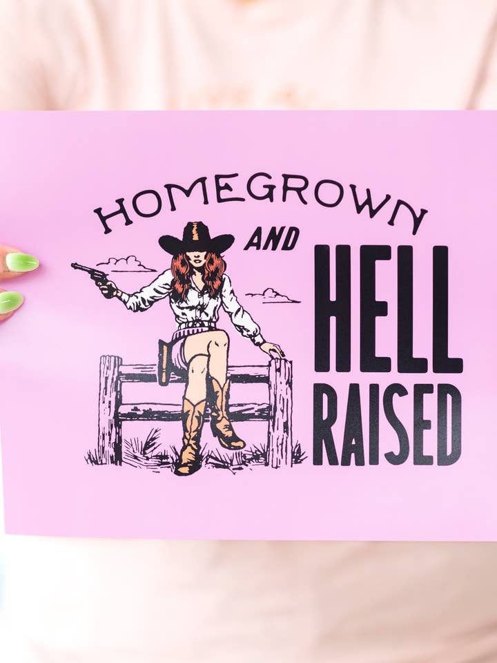 Homegrown and Hell-Raised Art Print for wholesale by Girl Riot Society by Mosaic Makers Co