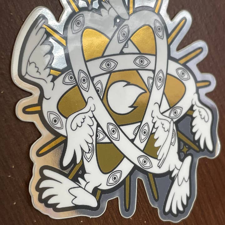 Fox and Brambles - Wholesale Sticker - Ophanim Biblical Angel Eyes Sticker. Mirror Gold Vinyl Sticker.