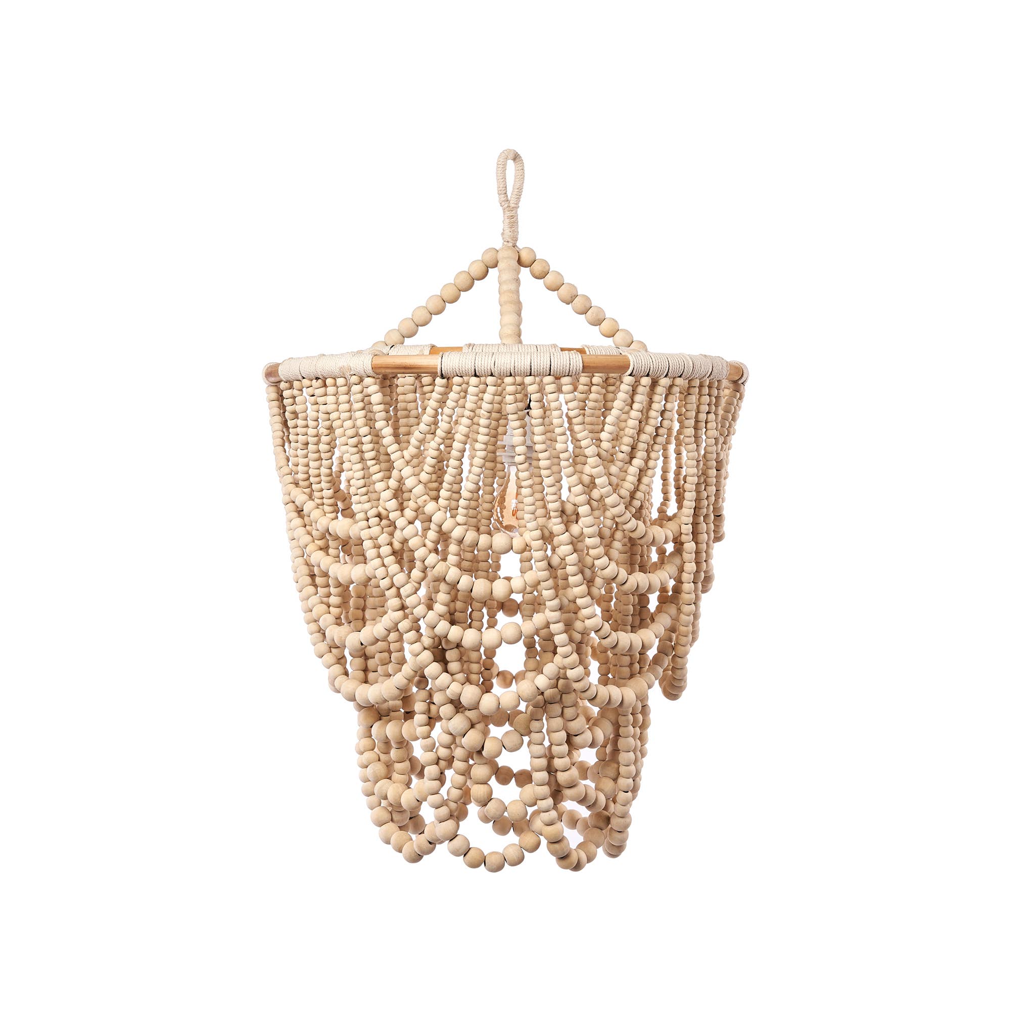 The Artisan and Company - Wholesale Chandelier/Hanging Light - Natural Wood Beaded 16 in. D Chandelier1