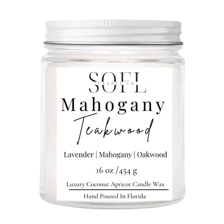 Mahagoni Teakholz Kokosnuss Aprikose Soja-Kerze für den Großhandel von So FL Candle Co.