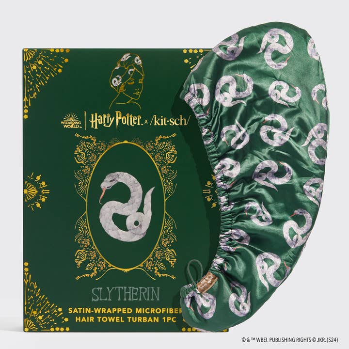 Harry Potter x Kitsch Satinindpakket hårhåndklæde - Slytherin for engroshandel hos KITSCH