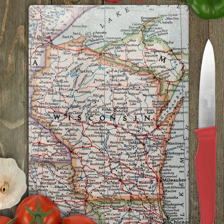 Daisy Mae Designs - Wholesale Cutting Board - Wisconsin Map Cutting Board Charcuterie Cheese Board