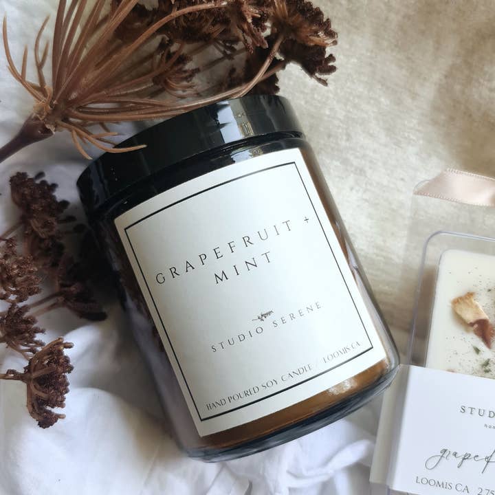 Studio Serene - Wholesale Jar/Filled Candle - 8oz Soy Wax Candle in Amber Jar