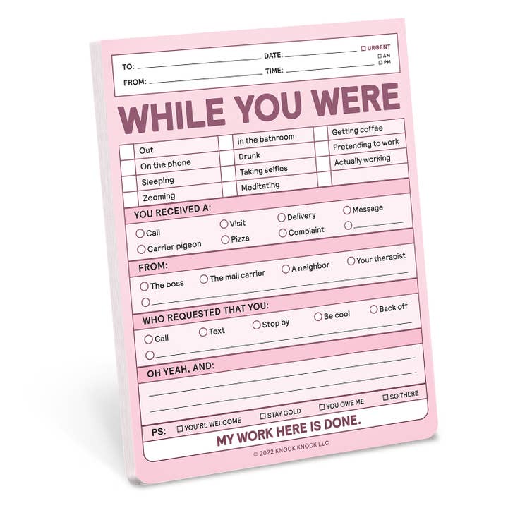 Knock Knock - Wholesale Notepad - While You Were Nifty Note Pad (Pastel Version)