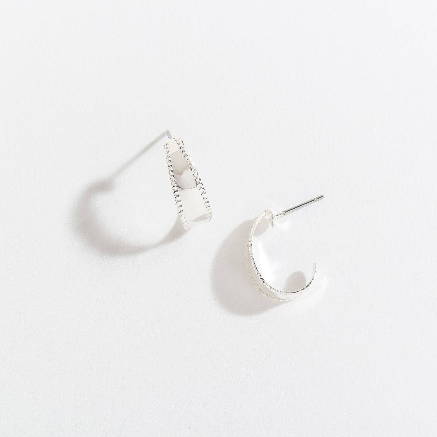 Elsie & Zoey - Wholesale Hoop Earrings - Silver J Hoop Ear Sense Earrings