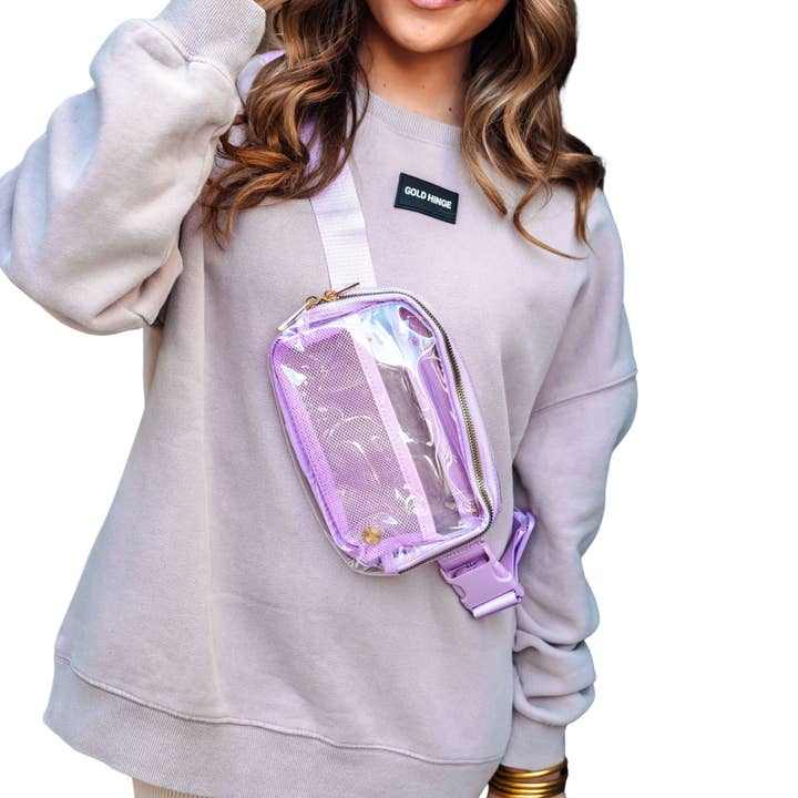THE LAUREN - CLEAR GAMEDAY STADIUM SLING BAG - LAVENDER for wholesale by Geaux Clear Collection