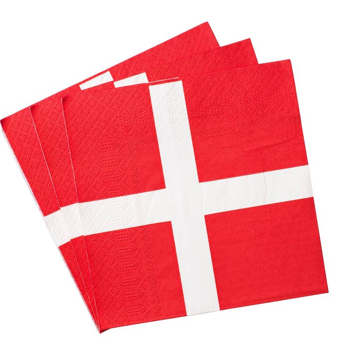 Napkin, 20pcs, 3-layer, Danish flag for wholesale by Designhouse95