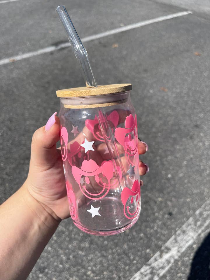 Copos de Solteira Cowboy Rosa & Branco por atacado de Sabil Designs Co