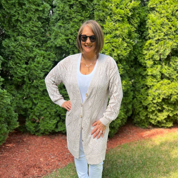 Tan Knit Cardigan for wholesale by Anita Marie Apparel