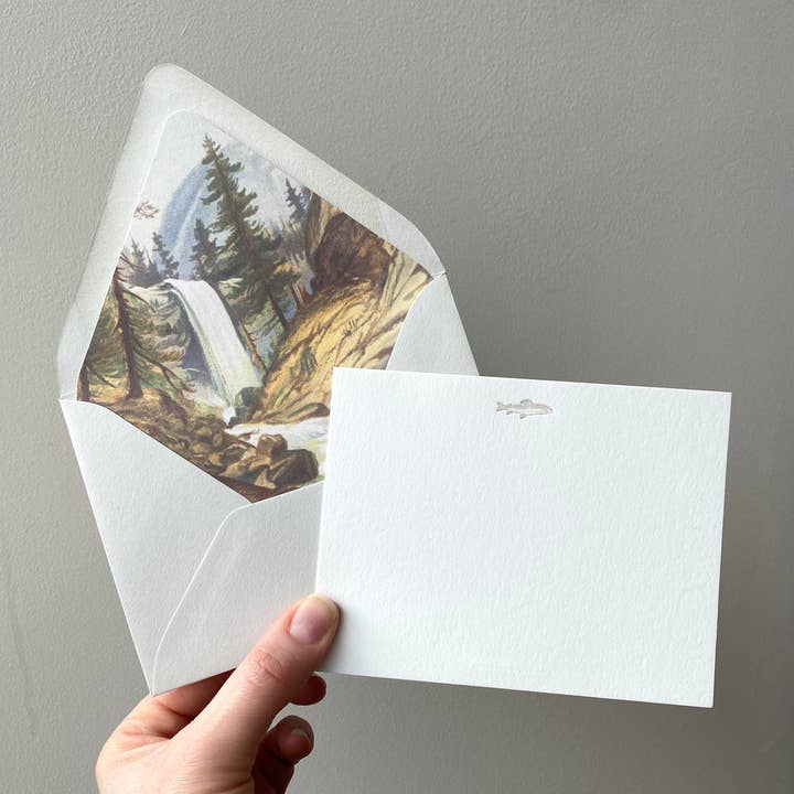 Waterfall Scene Letterpress Stationery Pack for wholesale by The Happy Envelope