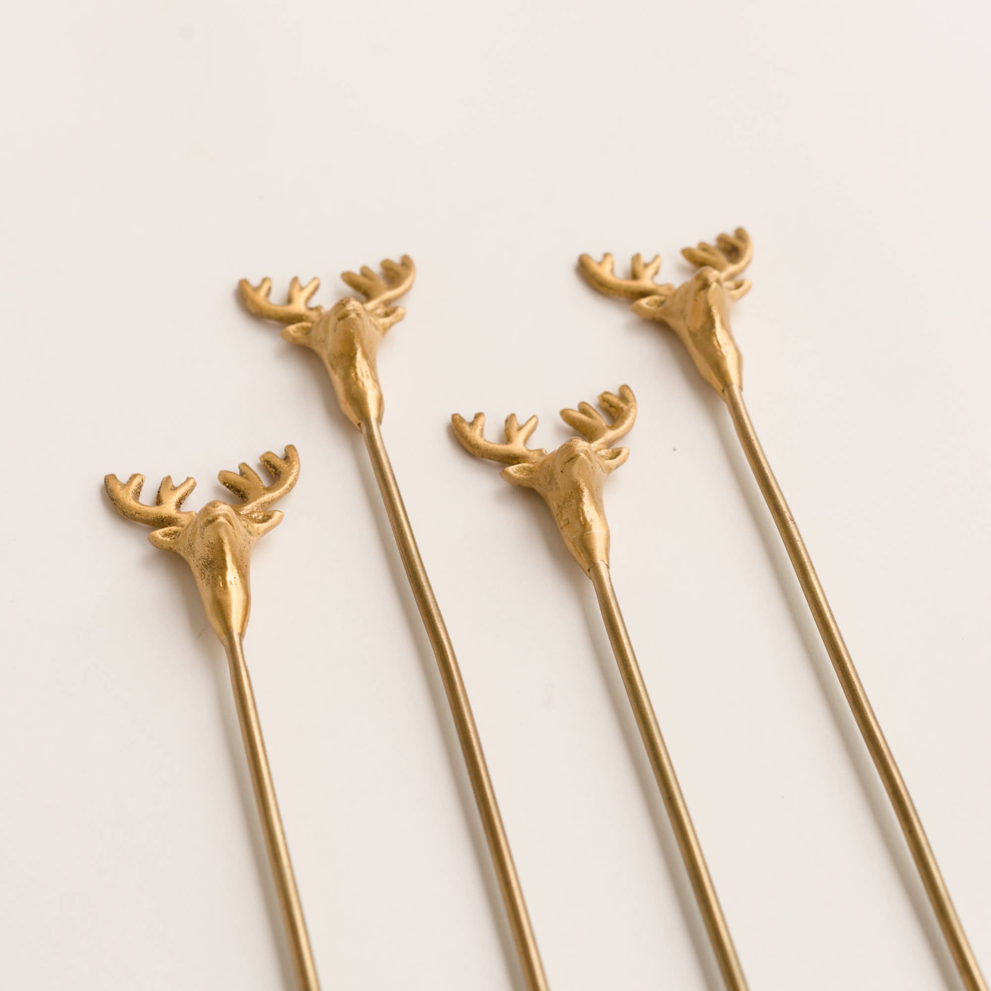 Fleck – wholesale Drink stirrer – Brass Deer Drink Stirrers, Set of 4, Large3