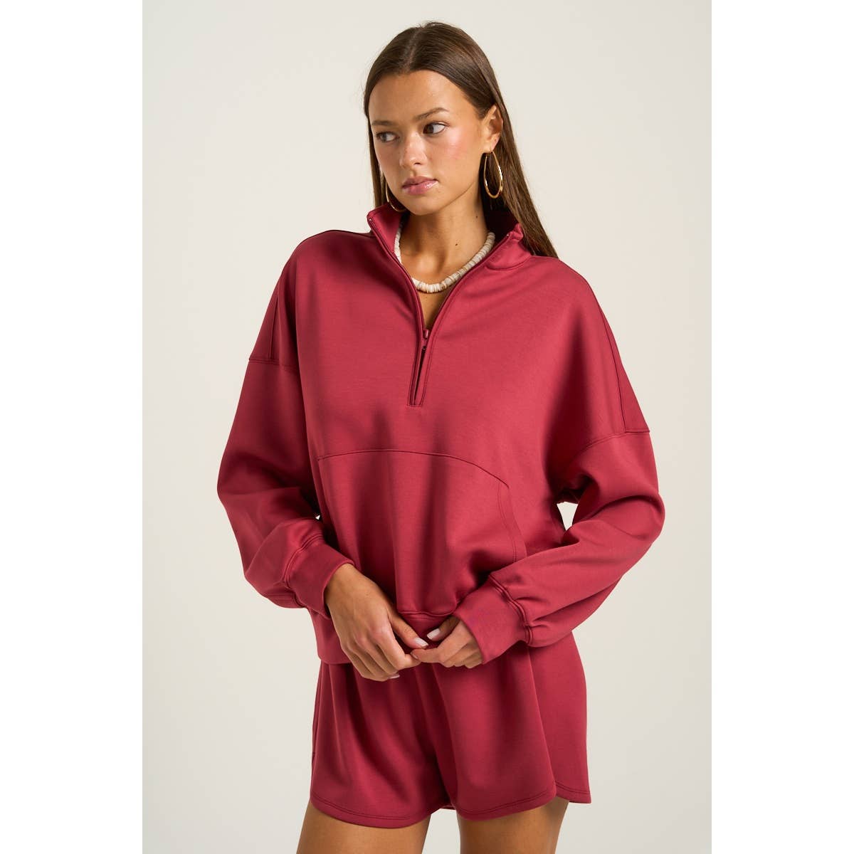 The GREii - Wholesale Sweatshirt - Women's - Mock Neck Half Zip Up Sweatshirt37