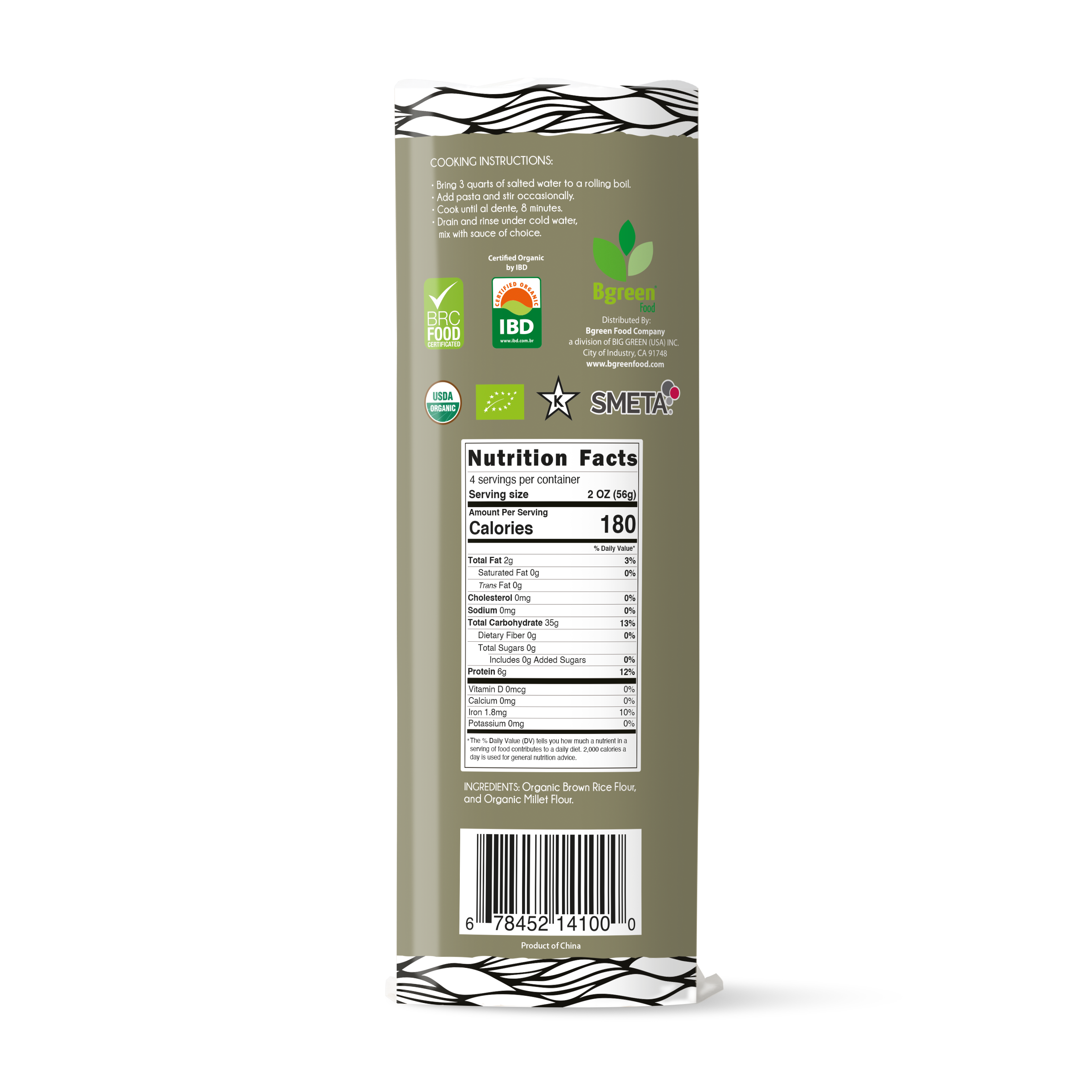 Big Green Organic Food - Vente Pâtes - Pâtes fines biologiques au millet et riz brun1
