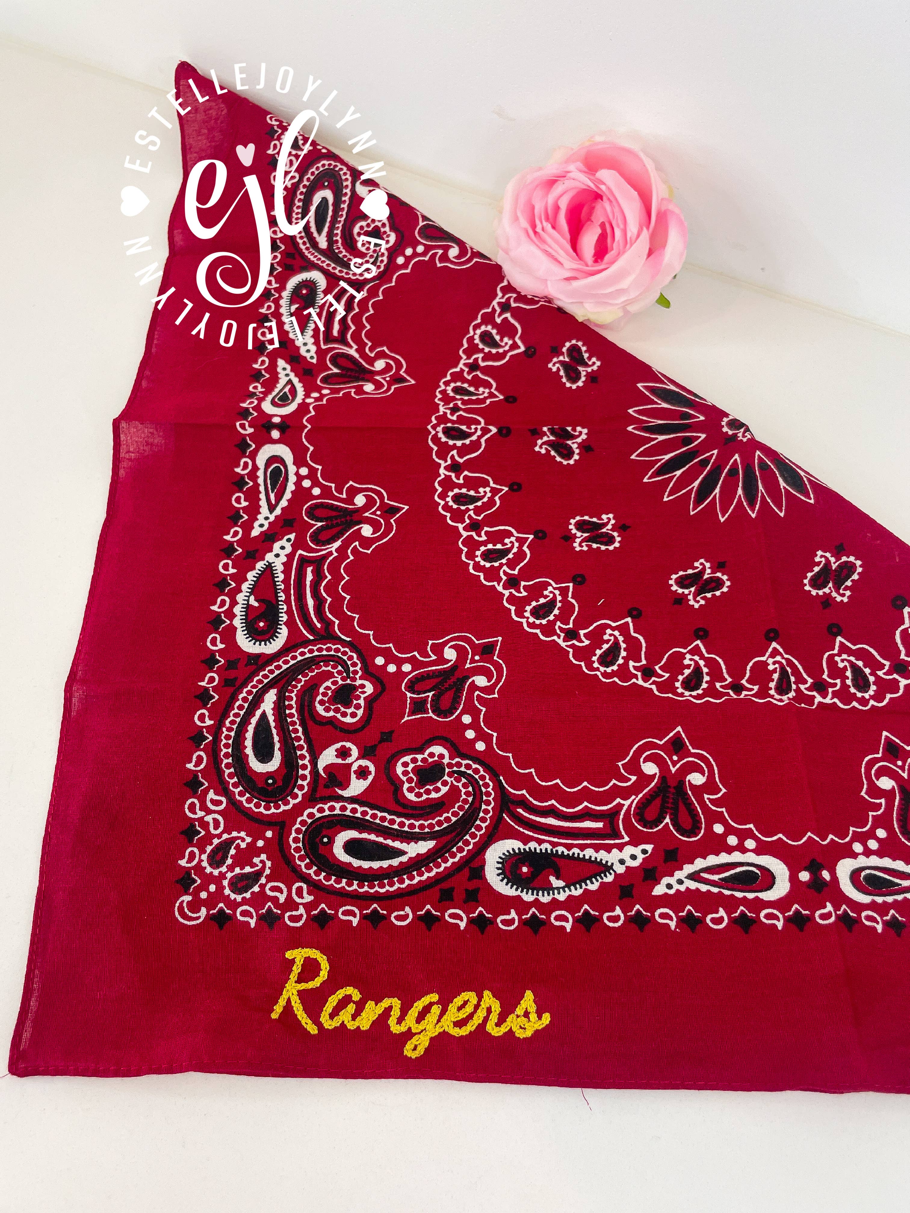 EstelleJoyLynn, LLC - Wholesale Bandana - Women's - CUSTOM School Spirit Embroidered Bandanas3