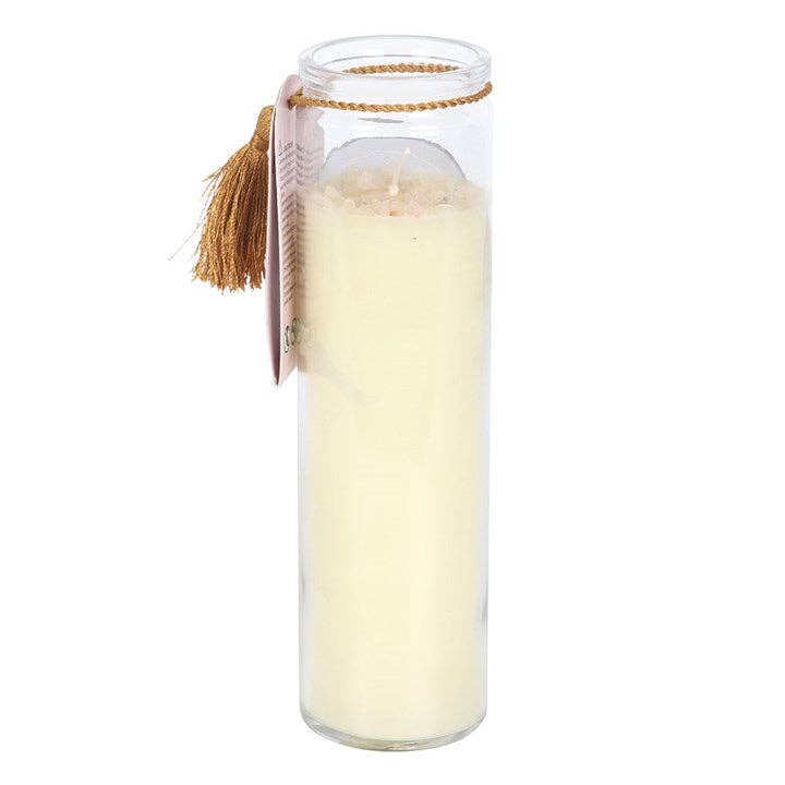 Something Different Wholesale - Wholesale Jar/Filled Candle - Aphrodite Goddess Tube Candle with Rose Quartz Crystals2