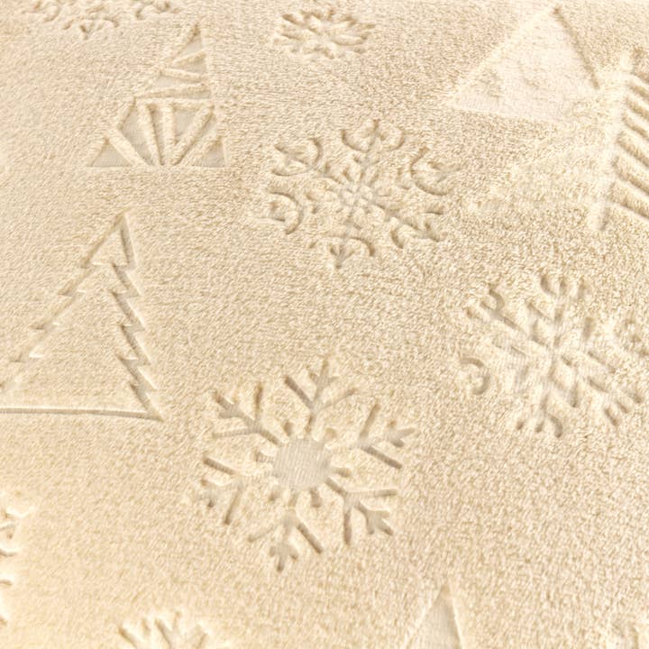 Festive Time Embossed Fleece Cushion Natural for wholesale on Faire2