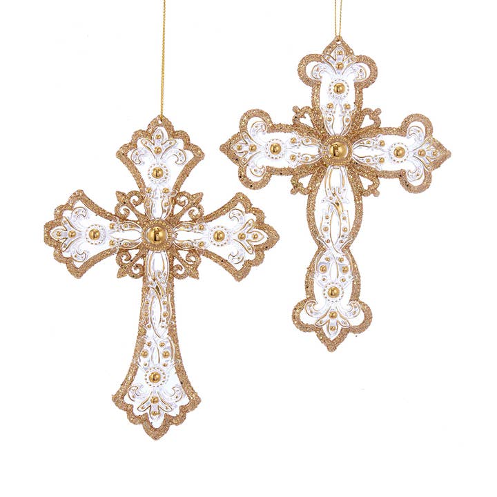 Kurt S. Adler, Inc. - Wholesale Ornament Set - 6.25"GOLD/SILVER CROSS ORNAMENT 2/ASSTD