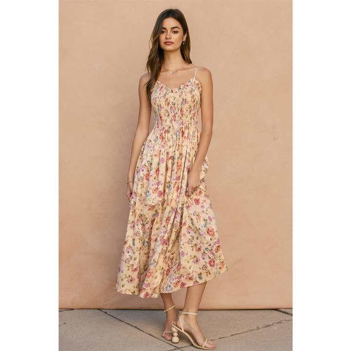 Peche Smocked Fit And Flare Midi Dress for wholesale by Dress Forum