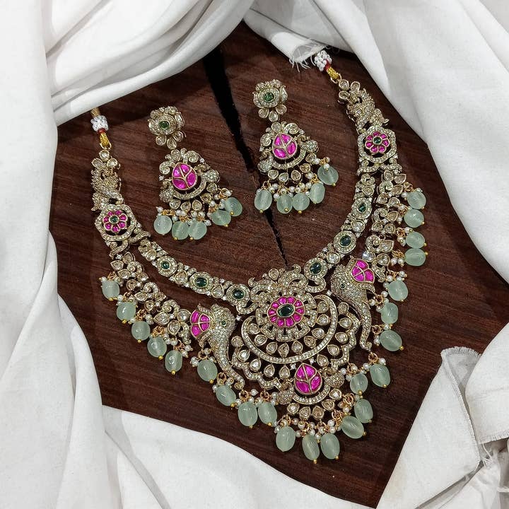 Conjunto de Collar de Templo de Pavo Real para venta al por mayor de Vinnis Jewelry