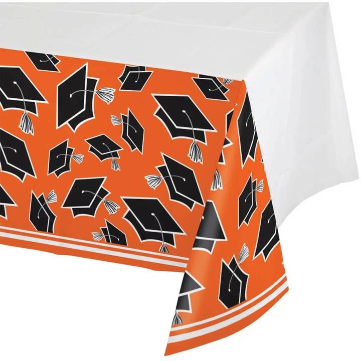 School Spirit Orange Tablecover - 54" x 102" for wholesale by Party Expo, LLC