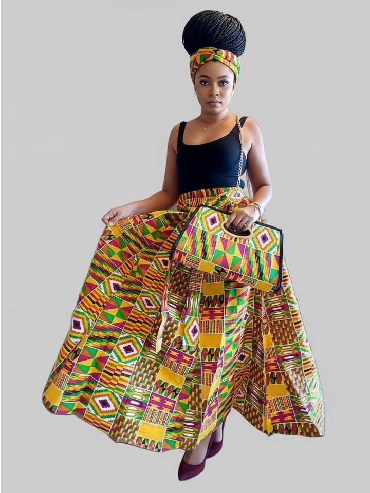 India Batik - Wholesale Dress - Women's - 3pcs Set Maxi Skirt Pocketbook wrap Dress P3