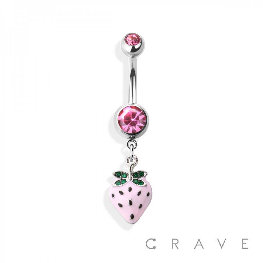 STRAWBERRY 316L SS DANGLE NAVEL RING for wholesale on Faire3