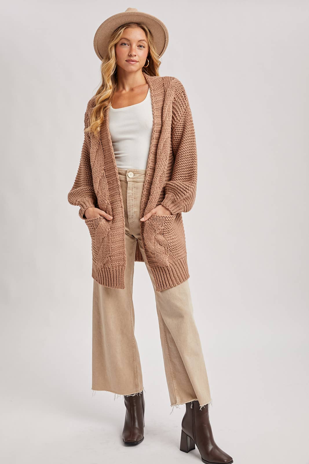Bluivy - Vente Cardigan – femme - CARDIGAN À MANCHE LANTERNE À CÂBLE39