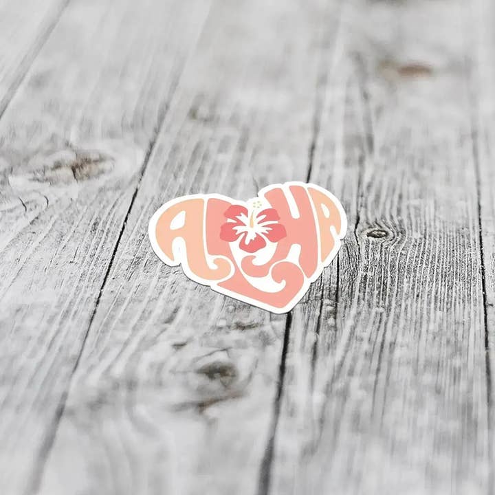 Aloha Heart | Small Sticker for wholesale by Sunshine + Saltwater