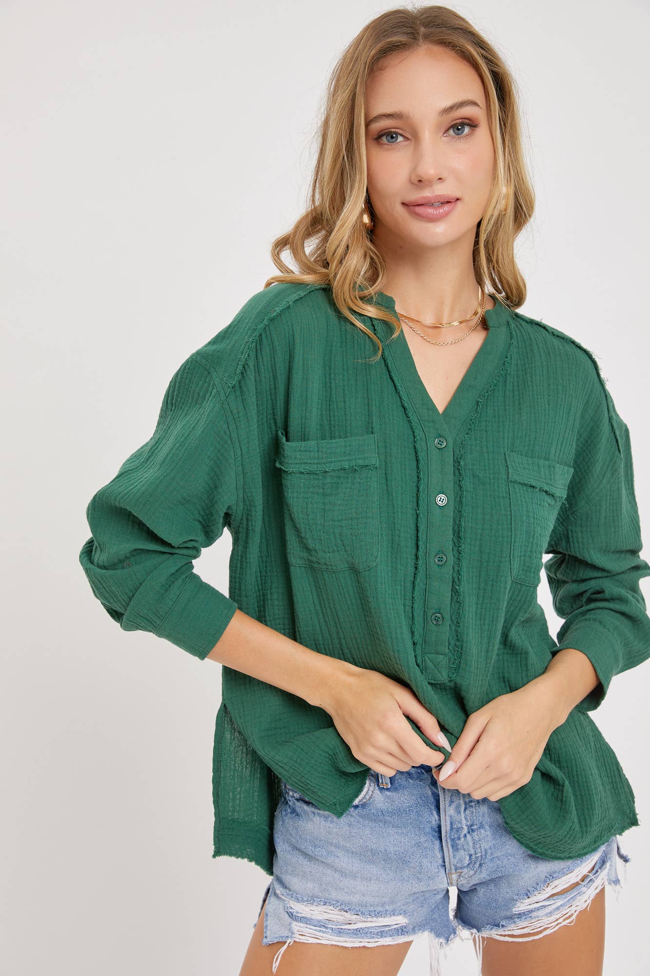 Sweet Lovely by Jen – wholesale Buttoned-down shirt – Women's – SW1507 BUTTON DOWN TOP2
