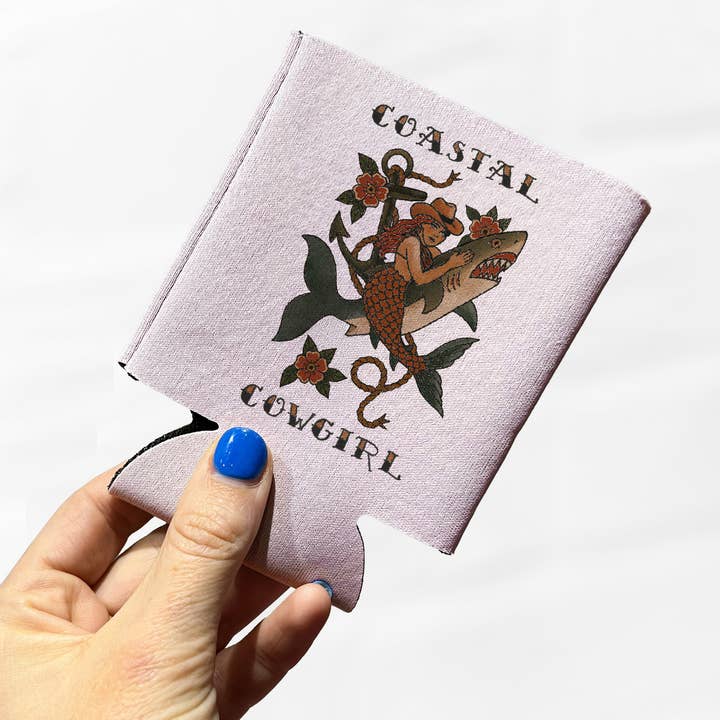 Coastal Cowgirl Koozie for wholesale by Cluster Funk Studio