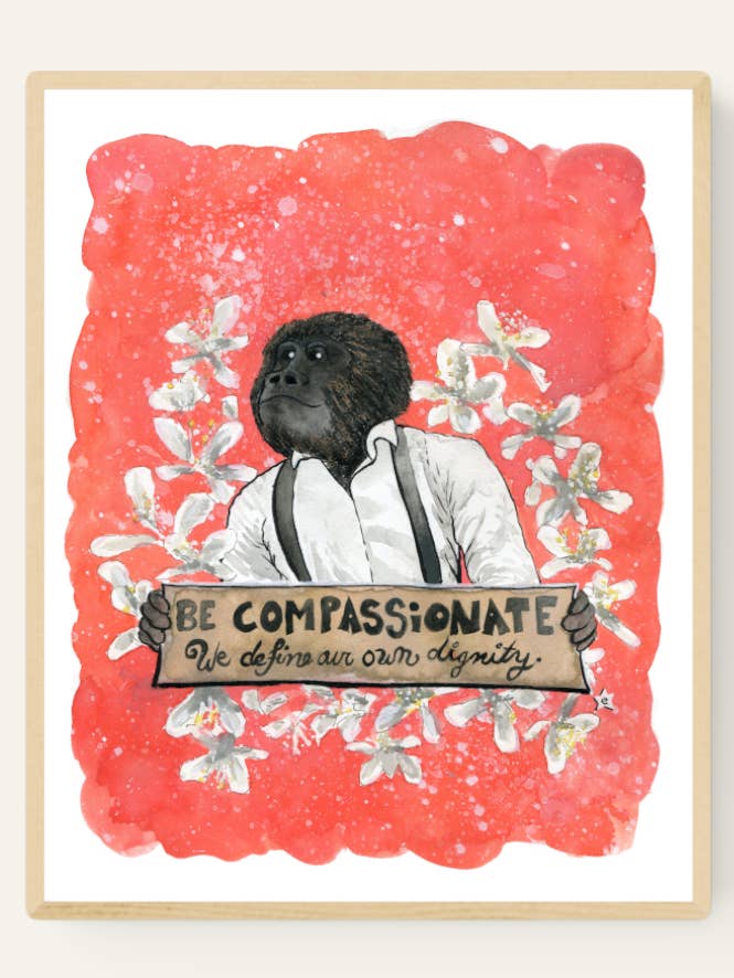 Gorilla, Truede Dyrearter Serie - 8x10 Kunsttryk for engroshandel hos Darling Illustrations